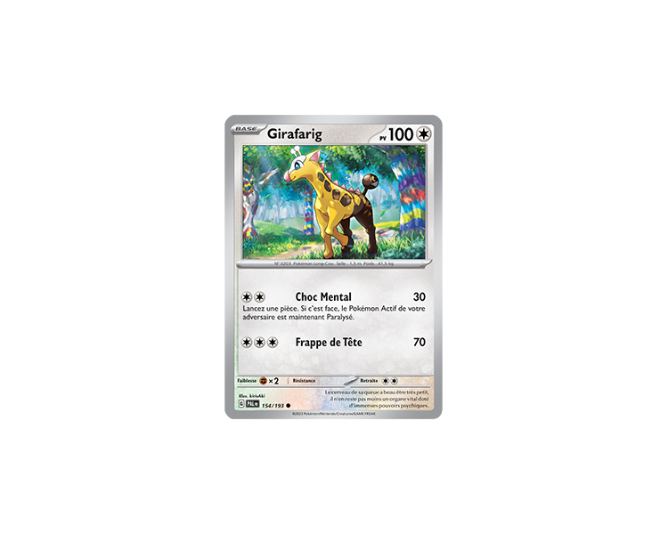 Girafarig Pv 100 154/193 - Carte Commune Reverse - Écarlate et Violet Évolution à Paldea