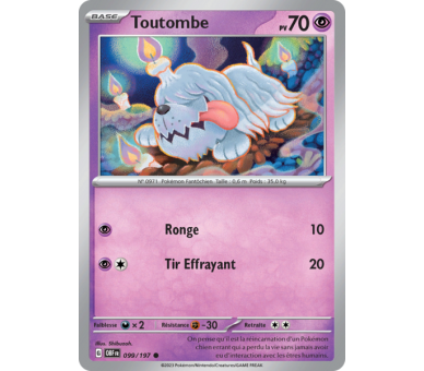 Toutombe Pv 70 099/197 - Carte Commune Reverse - Écarlate et Violet Flammes Obsidiennes