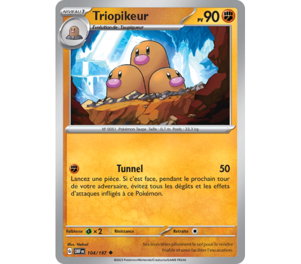 Triopikeur Pv 90 104/197 - Carte Peu Commune - Écarlate et Violet Flammes Obsidiennes