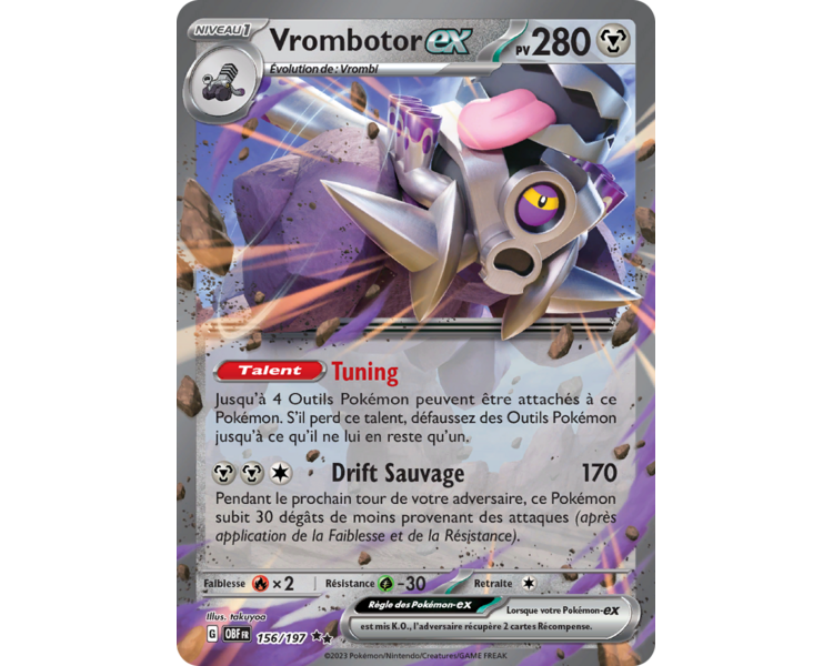 Vrombotor-ex Pv 280 156/197 - Carte Double Rare - Écarlate et Violet Flammes Obsidiennes