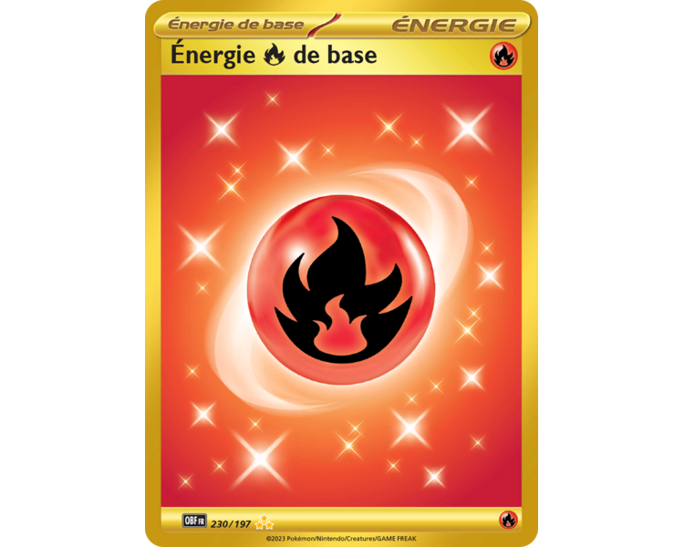 Énergie Feu de base 230/197 - Carte Hyper Rare Gold - Écarlate et Violet Flammes Obsidiennes