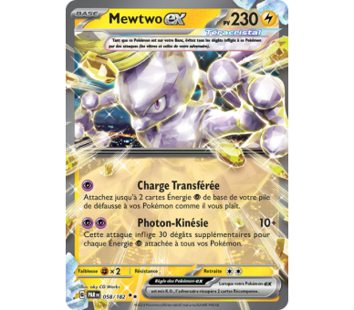 Mewtwo-Ex Pv 230 058/182 - Carte Double Rare - Écarlate et Violet Faille Paradoxe