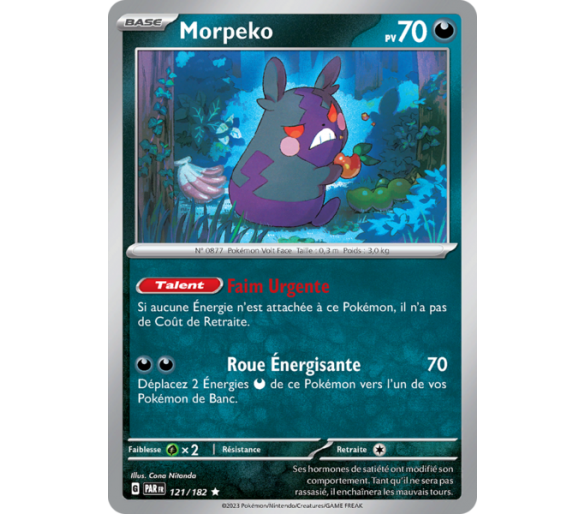 Morpeko Pv 70 121/182 - Carte Rare Holographique - Écarlate et Violet Faille Paradoxe