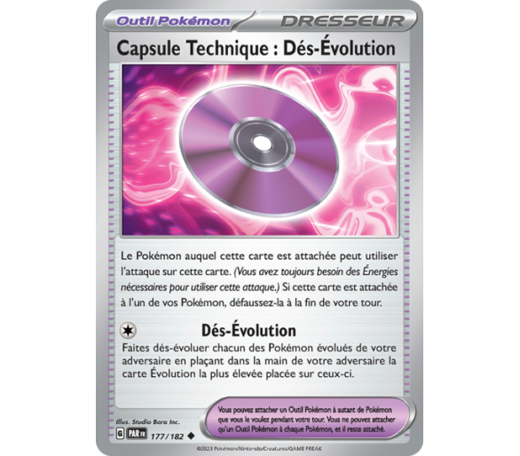 Outil Capsule Technique : Dés-Évolution 177/182 - Carte Peu Commune - Écarlate et Violet Faille Paradoxe