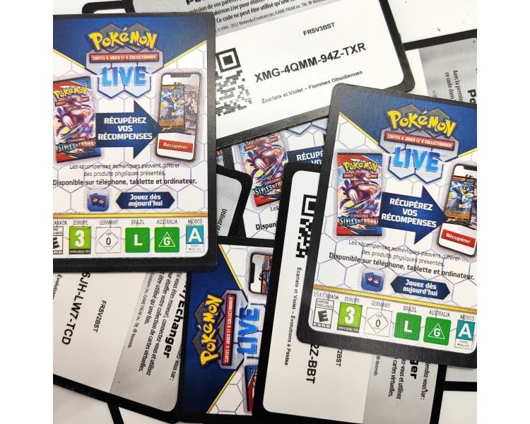 Lot de 50 carte à code Online JCC Pokémon Live