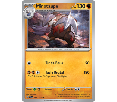 Minotaupe Pv 130 086/162 - Carte Peu Commune Reverse - Écarlate et Violet Forces Temporelles