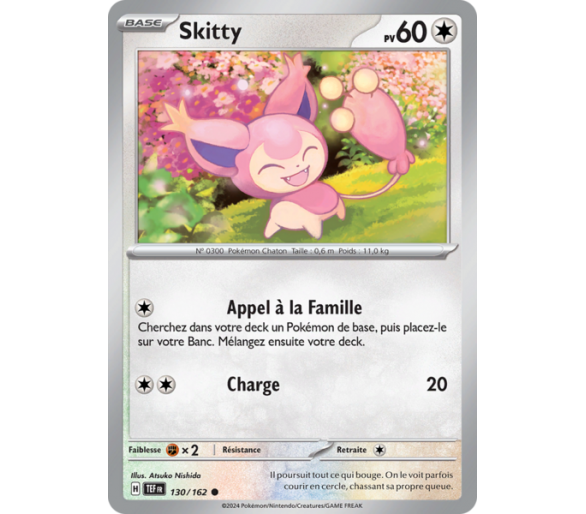 Skitty Pv 60 130/162 - Carte Commune Reverse - Écarlate et Violet Forces Temporelles