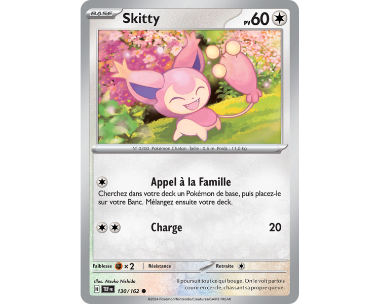 Skitty Pv 60 130/162 - Carte Commune Reverse - Écarlate et Violet Forces Temporelles