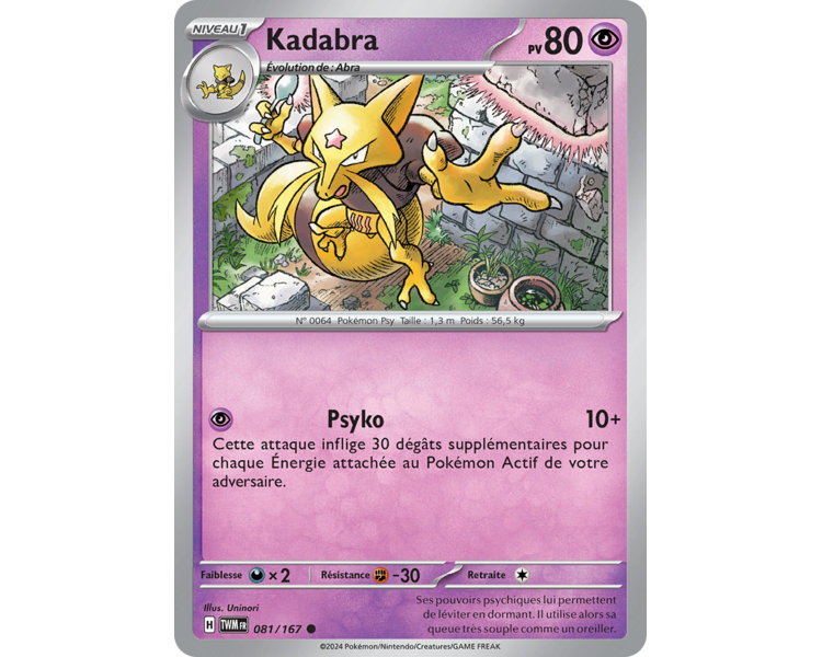 Kadabra Pv 80 081/167 - Carte Commune Reverse - Écarlate et Violet Mascarade Crépusculaire