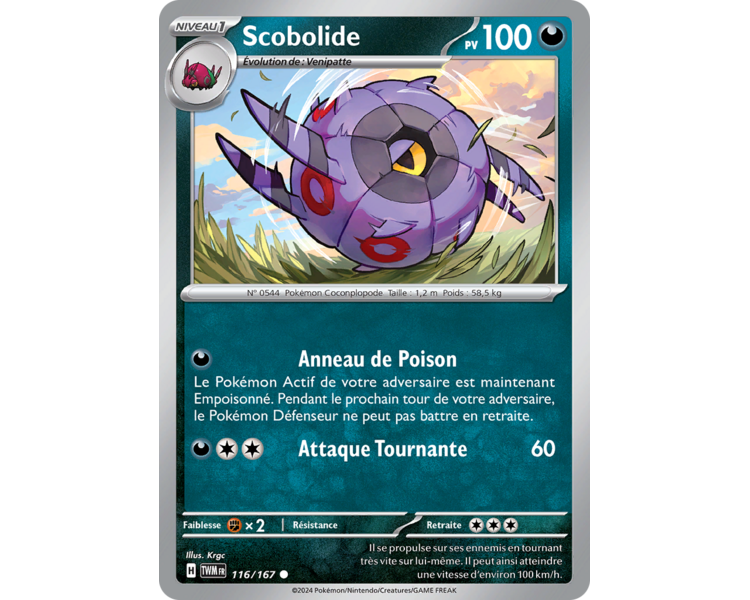 Scobolide Pv 100 116/167 - Carte Commune Reverse  - Écarlate et Violet Mascarade Crépusculaire