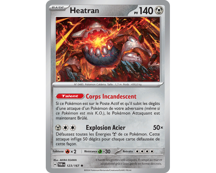 Heatran Pv 140 123/167- Carte Rare Reverse - Écarlate et Violet Mascarade Crépusculaire