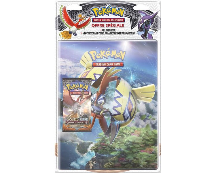 Pack Promo Cahier Range Carte Pokémon SL3 - Ombres Ardentes - Grand Format A4 + 1 booster SL3 Français