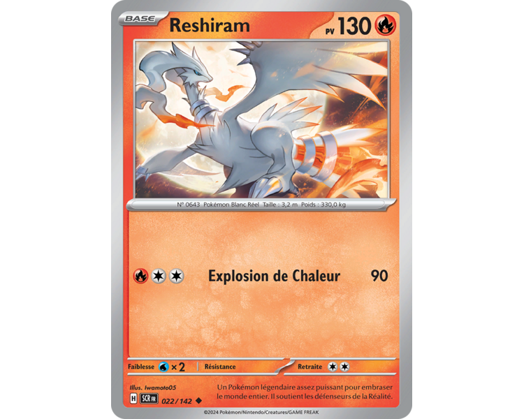 Reshiram Pv 130 022/142- Carte Peu Commune Reverse - Écarlate et Violet Couronne Stellaire