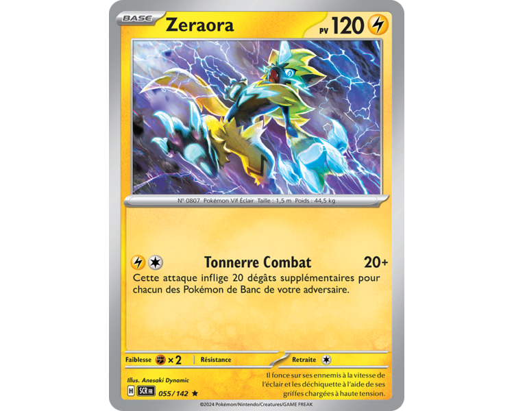 Zeraora Pv 120 055/142 - Carte Rare Holographique - Écarlate et Violet Couronne Stellaire Zeraora Pv 120 055/142 - Carte Rare Holographique - Écarlate et Violet Couronne Stellaire