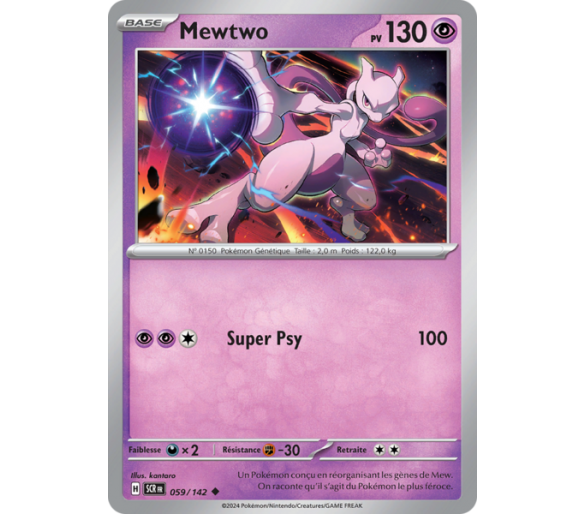 Mewtwo Pv 130 059/142- Carte Peu Commune Reverse - Écarlate et Violet Couronne Stellaire