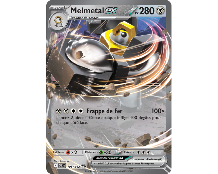 Melmetal-ex Pv 280 105/142 - Carte Double Rare - Écarlate et Violet Couronne Stellaire