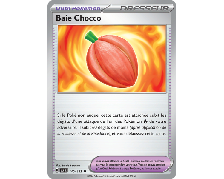 Outil Pokémon Baie Chocco 140/142 - Carte Peu Commune Reverse - Écarlate et Violet Couronne Stellaire