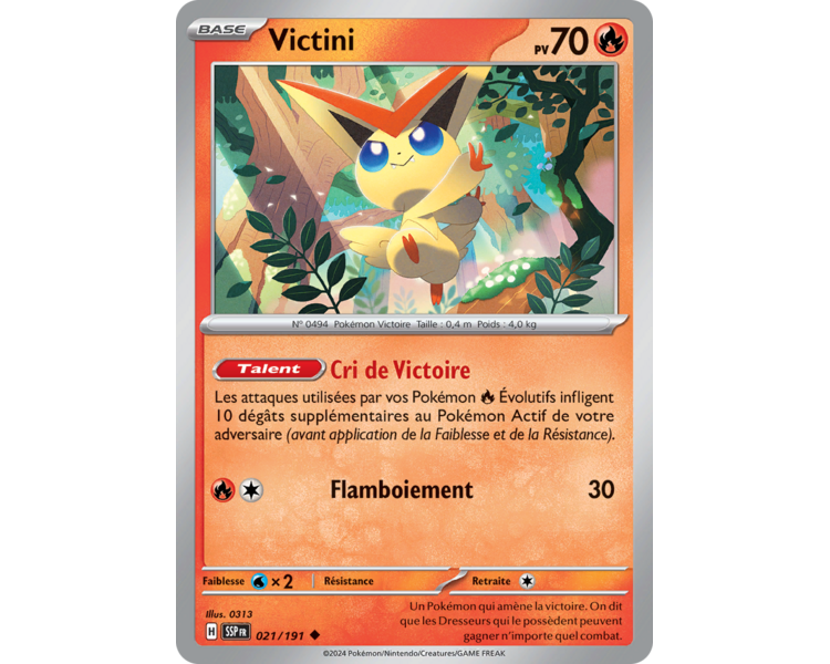 Victini  Pv 70 21/191 - Carte Peu Commune - Écarlate et Violet Étincelles Déferlantes