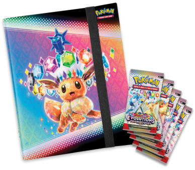 Coffret Pokémon : Portfolio (A4-9 pochettes) + 5 boosters Évolutions Prismatiques