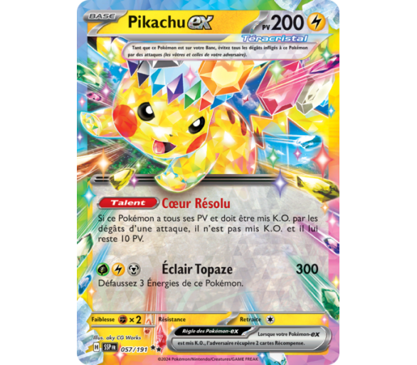 Pikachu-ex Pv 200 057/191 - Carte Double Rare - Écarlate et Violet Étincelles Déferlantes