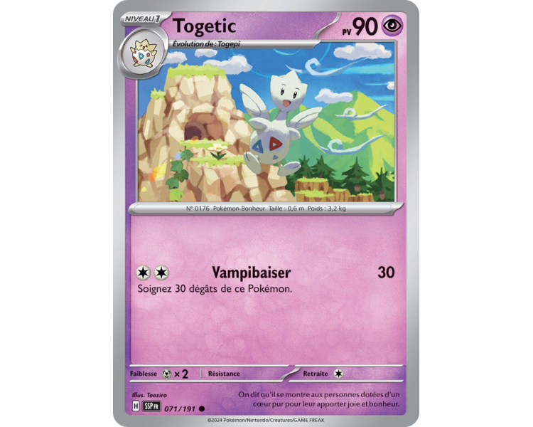 Togetic Pv 90 071/191 - Carte Commune Reverse - Écarlate et Violet Étincelles Déferlantes Togetic Pv 90 071/191 - Carte Commune Reverse - Écarlate et Violet Étincelles Déferlantes