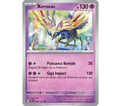 Xerneas Pv 130 88/191 - Carte Peu Commune Reverse - Écarlate et Violet Étincelles Déferlantes