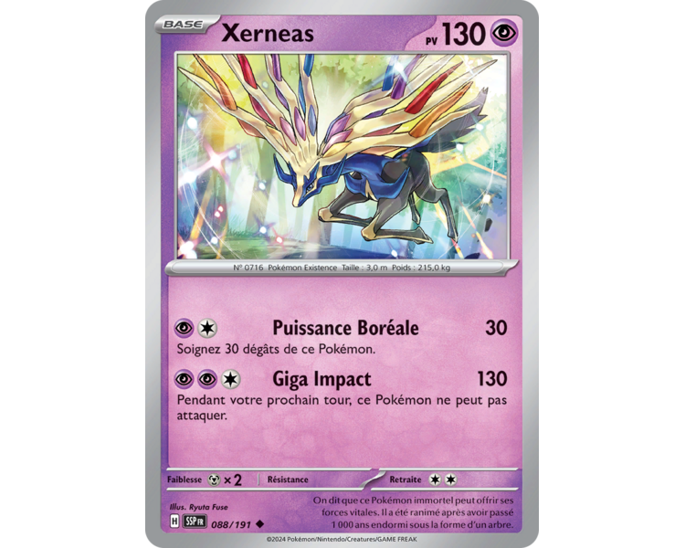 Xerneas Pv 130 88/191 - Carte Peu Commune Reverse - Écarlate et Violet Étincelles Déferlantes Xerneas Pv 130 88/191 - Carte Peu Commune Reverse - Écarlate et Violet Étincelles Déferlantes