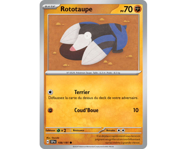 Rototaupe Pv 70 108/191 - Carte Commune Reverse - Écarlate et Violet Étincelles Déferlantes