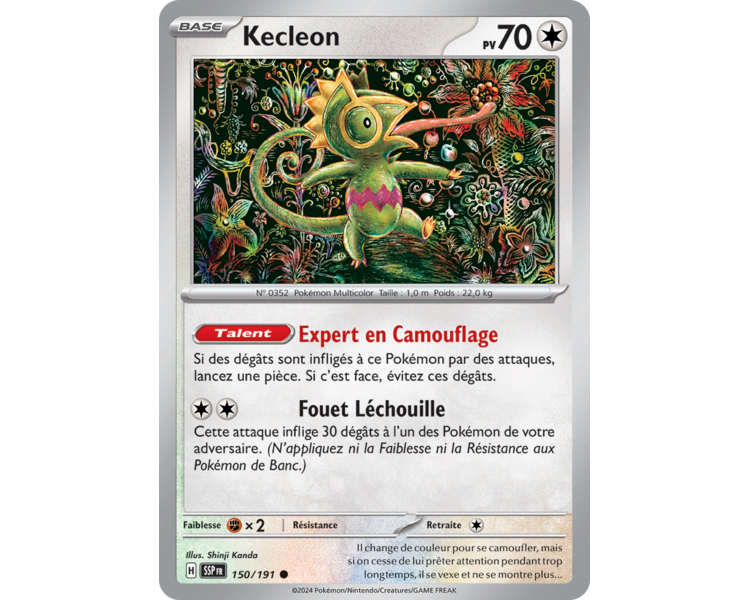 Kecleon Pv 70 150/191 - Carte Commune Reverse - Écarlate et Violet Étincelles Déferlantes