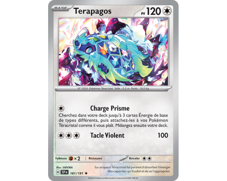 Terapagos Pv 120 161/191 - Carte Rare Holographique - Écarlate et Violet Étincelles Déferlantes