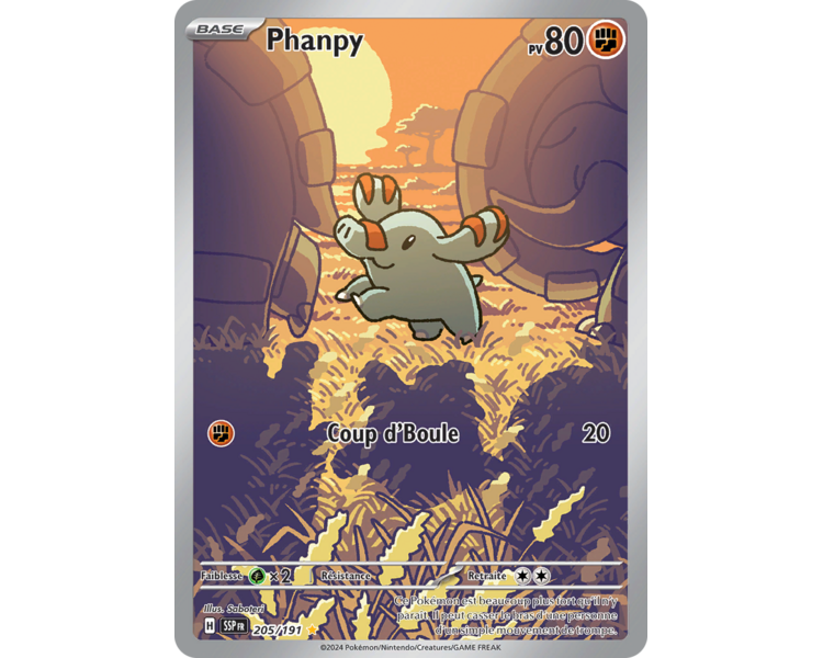 Phanpy Pv 80 205/191 - Carte Illustration Rare Secrète - Écarlate et Violet Étincelles Déferlantes