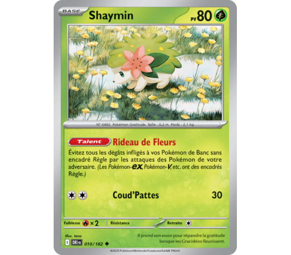 Shaymin  Pv 80 10/182 - Carte Peu Commune Reverse - Écarlate et Violet Rivalités Destinées