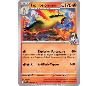 Typhlosion de Luth Pv 170 34/182 – Carte Rare Holographique – Écarlate et Violet Rivalités Destinées