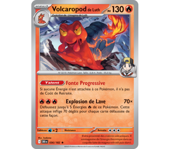Volcaropod de Luth Pv 130 36/182 – Carte Rare Holographique – Écarlate et Violet Rivalités Destinées