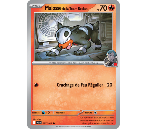 Malosse de la Team Rocket Pv  70 37/182 – Carte Commune Reverse – Écarlate et Violet Rivalités Destinées