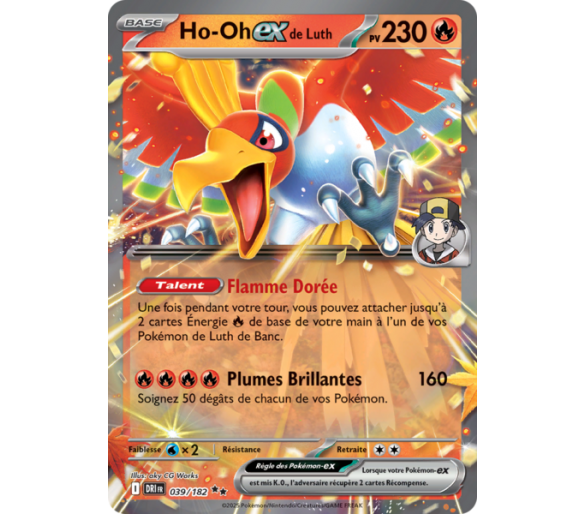 Ho-Oh-ex de Luth 230 39/182 – Carte Pokémon‑ex Double Rare – Écarlate et Violet Rivalités Destinées
