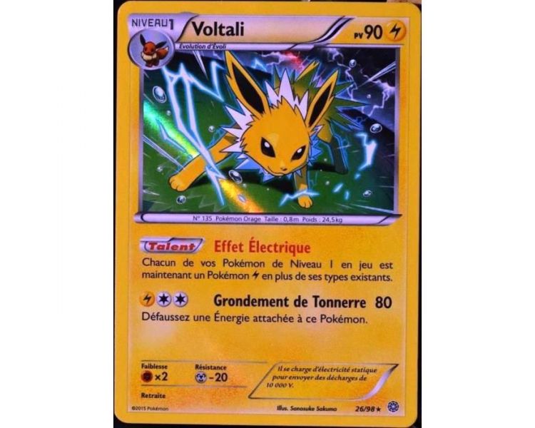 Carte pokémon holographique Voltali pv 90 - 26/98