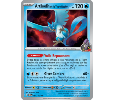 Artikodin de la Team Rocket Pv 120 51/182 – Carte Rare Holographique – Écarlate et Violet Rivalités Destinées