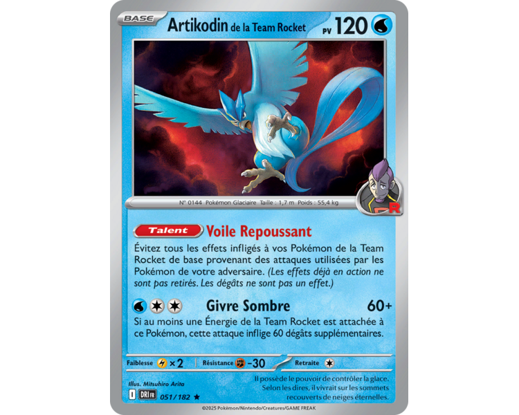 Artikodin de la Team Rocket Pv 120 51/182 – Carte Rare Holographique – Écarlate et Violet Rivalités Destinées