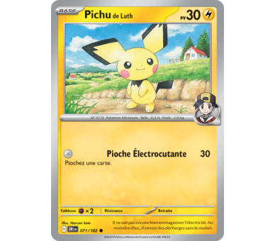 Pichu de Luth Pv 30 71/182 – Carte Commune – Écarlate et Violet Rivalités Destinées