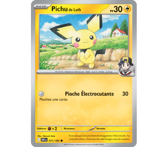 Pichu de Luth Pv 30 71/182 – Carte Commune – Écarlate et Violet Rivalités Destinées