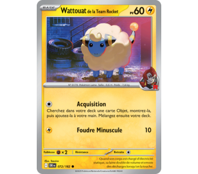 Wattouat de la Team Rocket Pv 60 72/182 – Carte Commune Reverse – Écarlate et Violet Rivalités Destinées