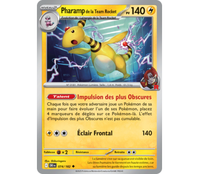 Pharamp de la Team Rocket Pv 140 74/182 - Carte Peu Commune - Écarlate et Violet Rivalités Destinées