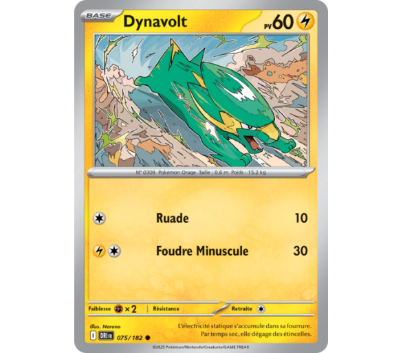 Dynavolt Pv 60 75/182 – Carte Commune – Écarlate et Violet Rivalités Destinées