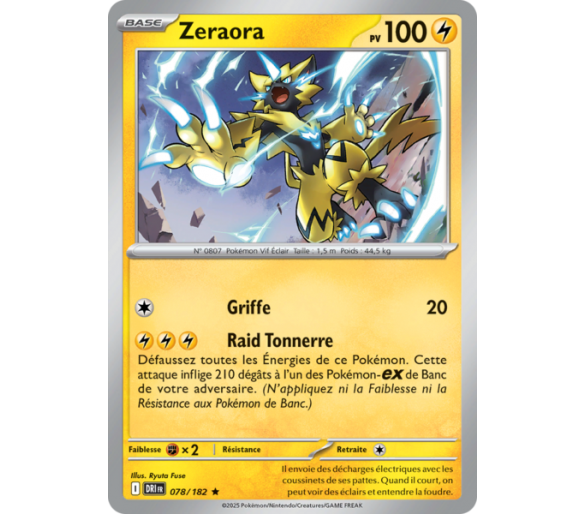 Zeraora Pv 100 78/182 - Carte Rare Holographique - Écarlate et Violet Rivalités Destinées