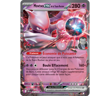 Mewtwo-ex de la Team Rocket Pv 280 81/182 – Carte Pokémon‑ex Double Rare – Écarlate et Violet Rivalités Destinées