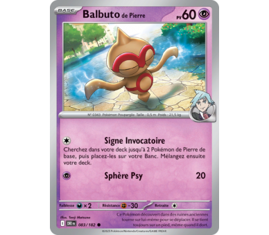 Balbuto de Pierre Pv 60 83/182 – Carte Commune – Écarlate et Violet Rivalités Destinées