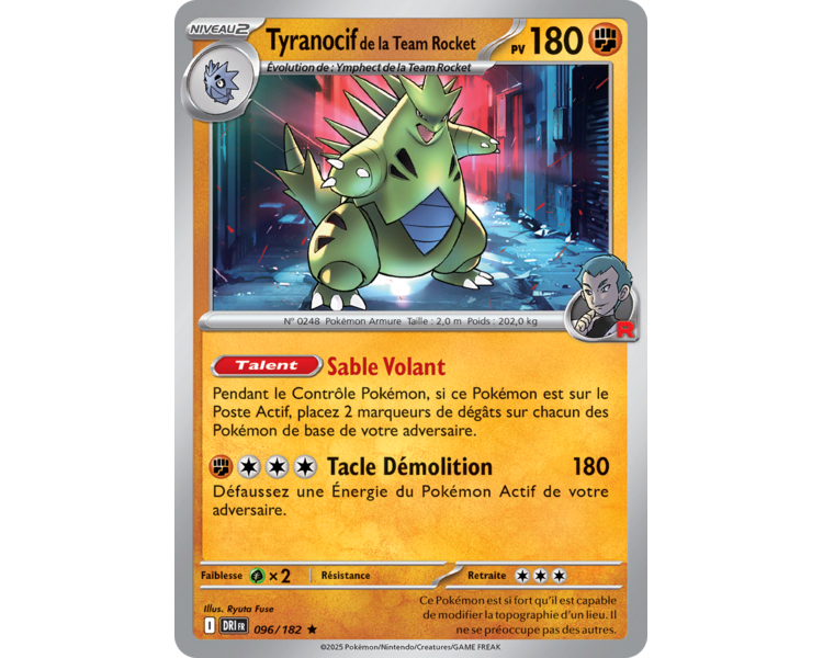 Tyranocif de la Team Rocket Pv 180 96/182 - Carte Rare Holographique - Écarlate et Violet Rivalités Destinées Tyranocif de la Team Rocket Pv 180 96/182 - Carte Rare Holographique - Écarlate et Violet Rivalités Destinées