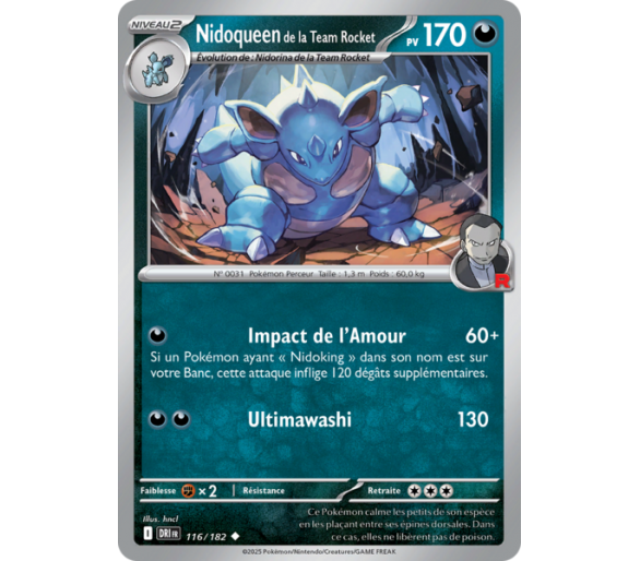 Nidoqueen de la Team Rocket Pv 170 116/182 - Carte Peu Commune - Écarlate et Violet Rivalités Destinées