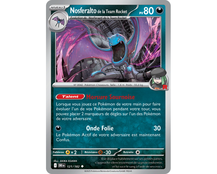 Nosferalto de la Team Rocket Pv 80 121/182 - Carte Peu Commune - Écarlate et Violet Rivalités Destinées Nosferalto de la Team Rocket Pv 80 121/182 - Carte Peu Commune - Écarlate et Violet Rivalités Destinées